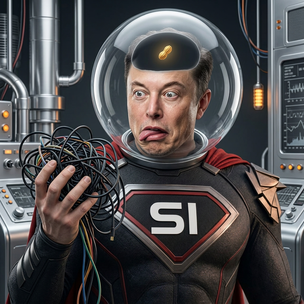 Super Idiot's super intelligence: a single peanut inside his helmet